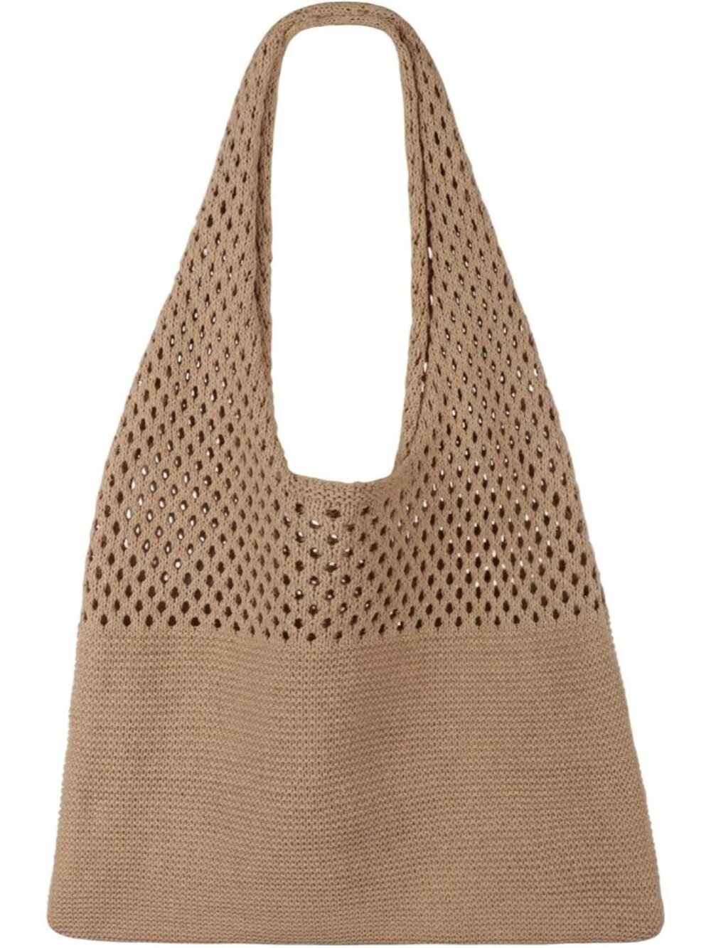 Women's Brown Summer Vacation Aesthetic Knit Boho Crochet Mesh Beach Tote Bag